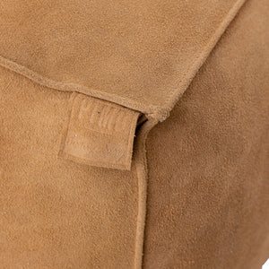 PTMD | Marieke Poef | Camel Suede Leer Vierkant - PTMD - Woonboutique