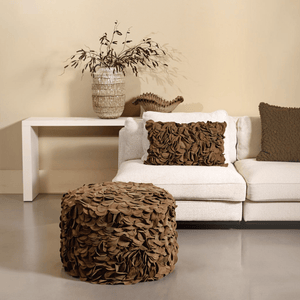 PTMD | Nevo Poef | Brown Leer Leather - PTMD - Woonboutique