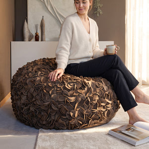 PTMD | Nevo Poef | Brown Suede Leer 100 cm - PTMD - Woonboutique