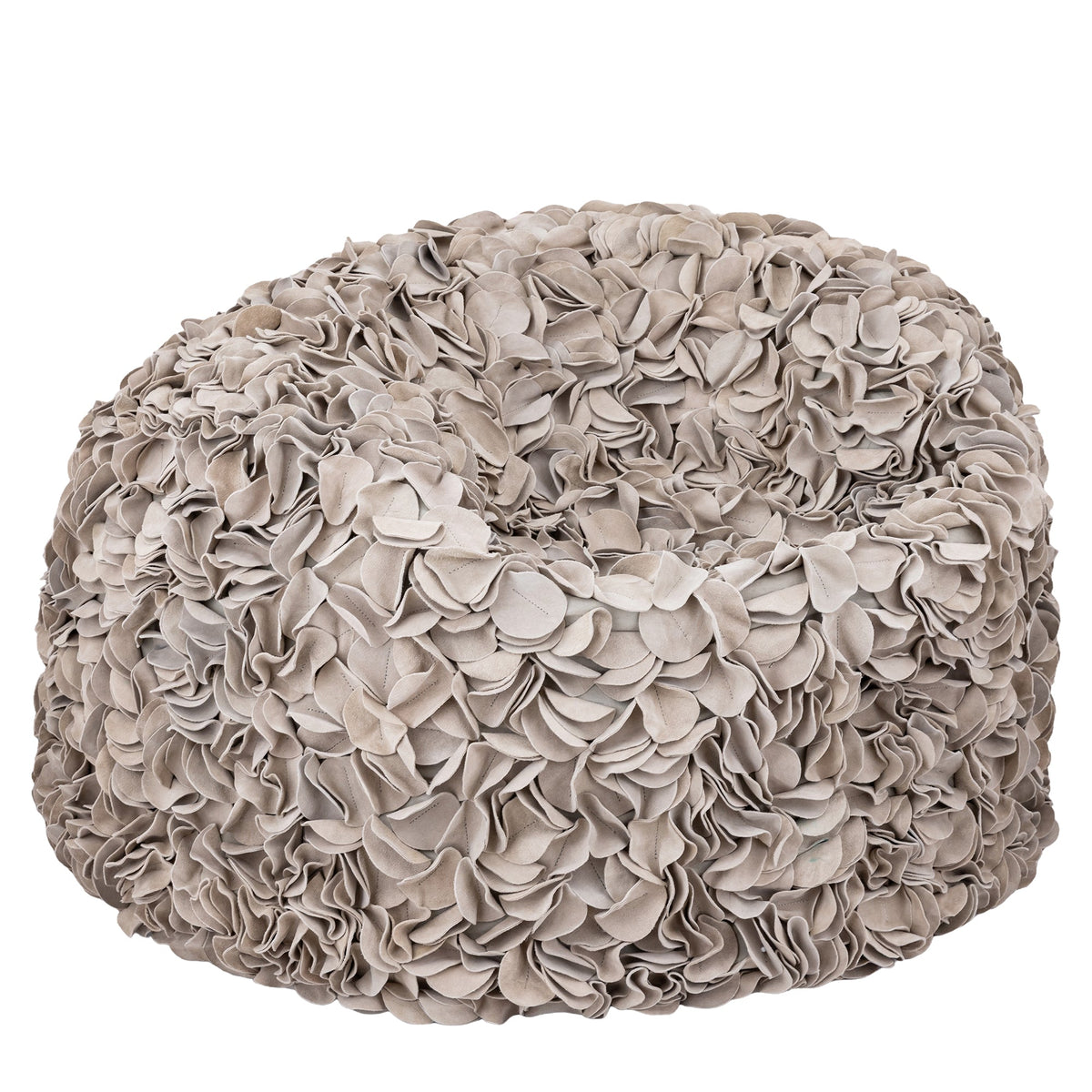 PTMD | Nevo Poef | Cream Suede Leer 100 cm - PTMD - Woonboutique