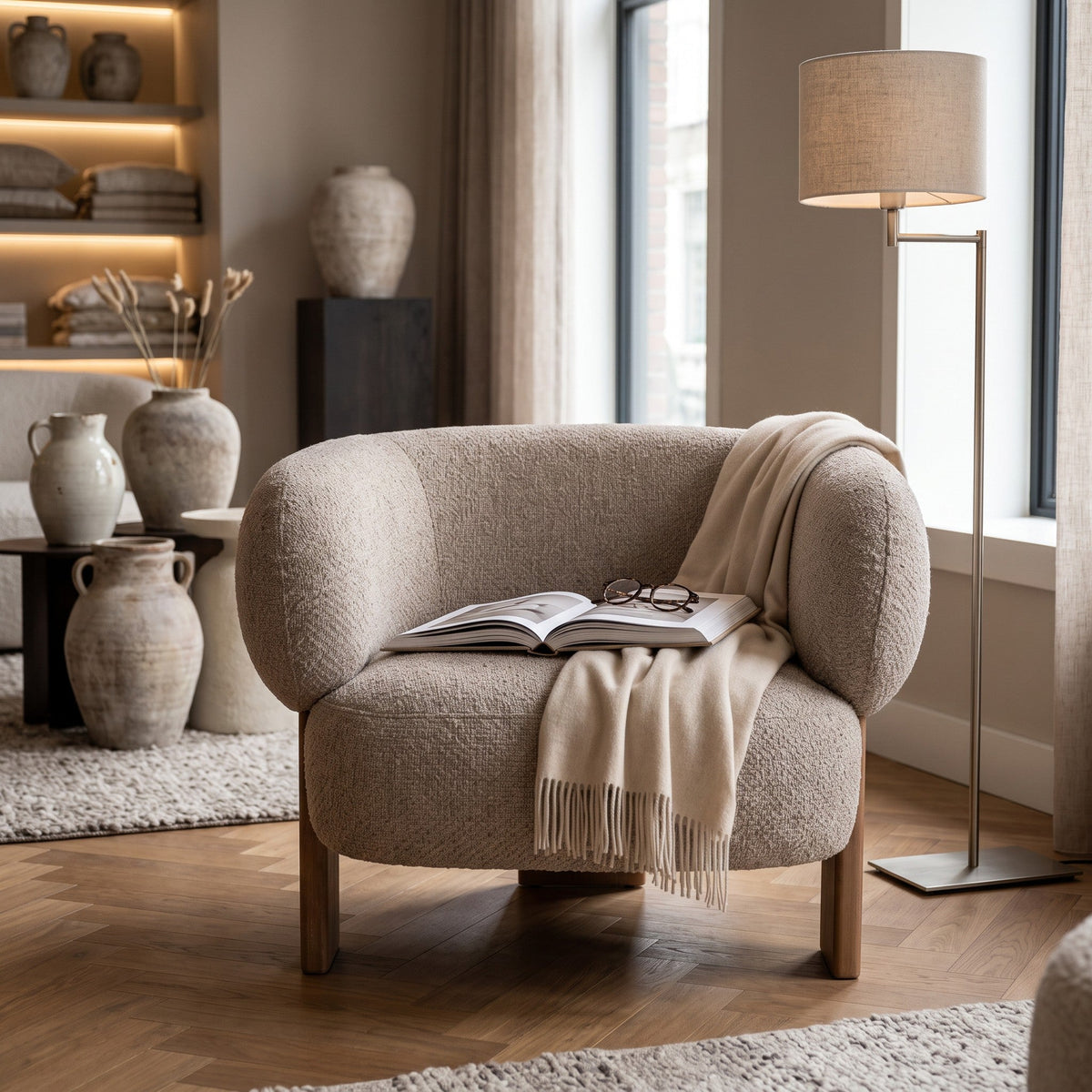 PTMD | Nomy Fauteuil | Taupe - PTMD - Woonboutique