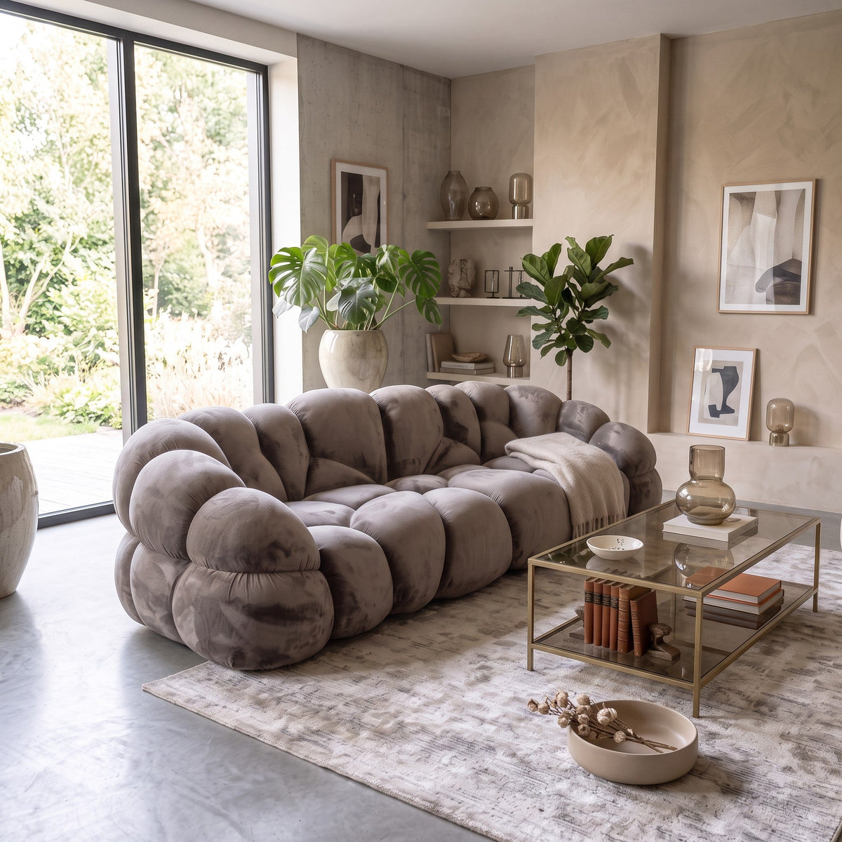 PTMD | Nubibus 3-zits | Taupe - PTMD - Woonboutique