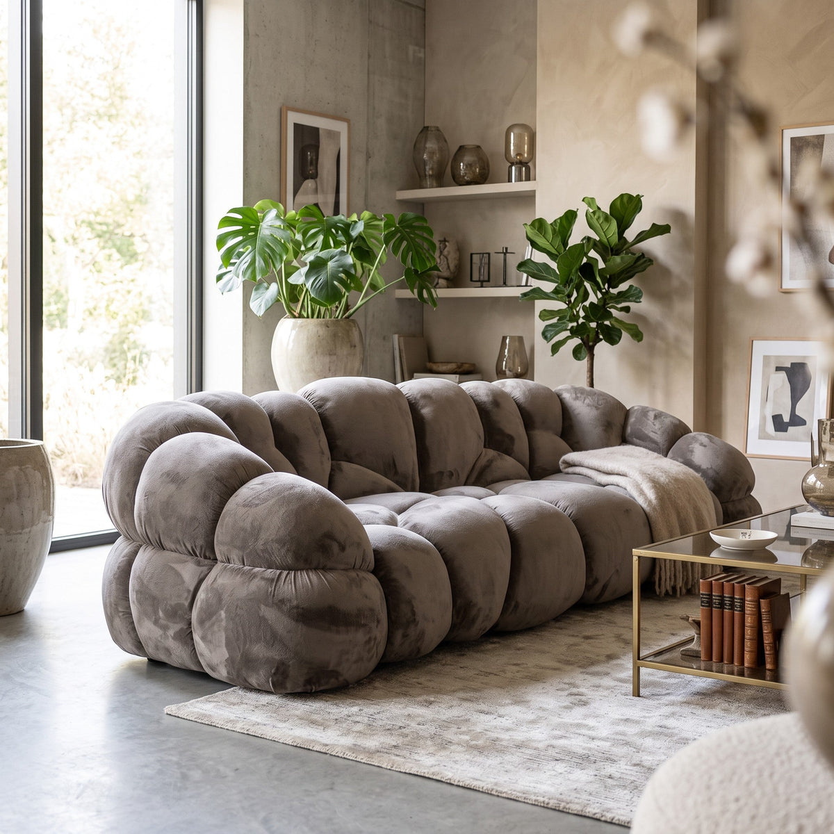 PTMD | Nubibus 3-zits | Taupe - PTMD - Woonboutique