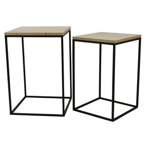 PTMD | Volos Bijzettafel | Beige Marmer / Set van 2 - PTMD - Woonboutique