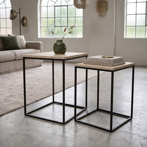 PTMD | Volos Bijzettafel | Beige Marmer / Set van 2 - PTMD - Woonboutique