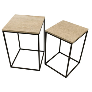 PTMD | Volos Bijzettafel | Beige Marmer / Set van 2 - PTMD - Woonboutique