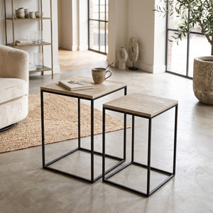 PTMD | Volos Bijzettafel | Beige Marmer / Set van 2 - PTMD - Woonboutique