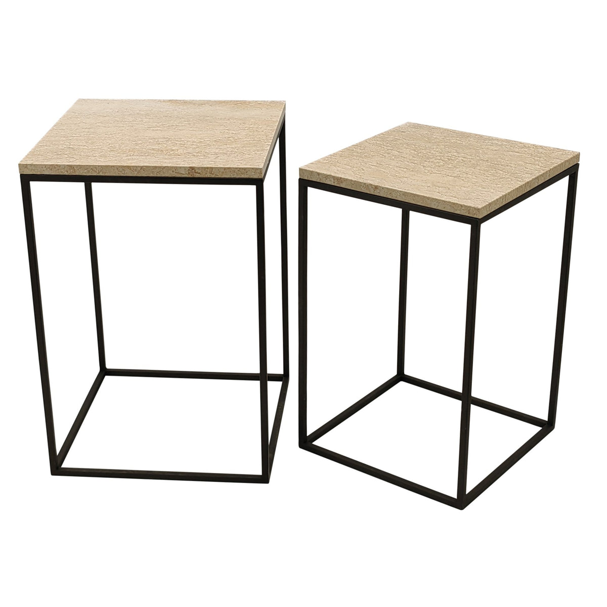 PTMD | Volos Bijzettafel | Beige Marmer / Set van 2 - PTMD - Woonboutique