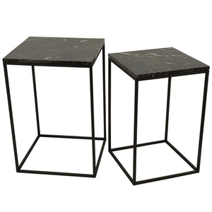 PTMD | Volos Bijzettafel | Bruin Marmer / Set van 2 - PTMD - Woonboutique