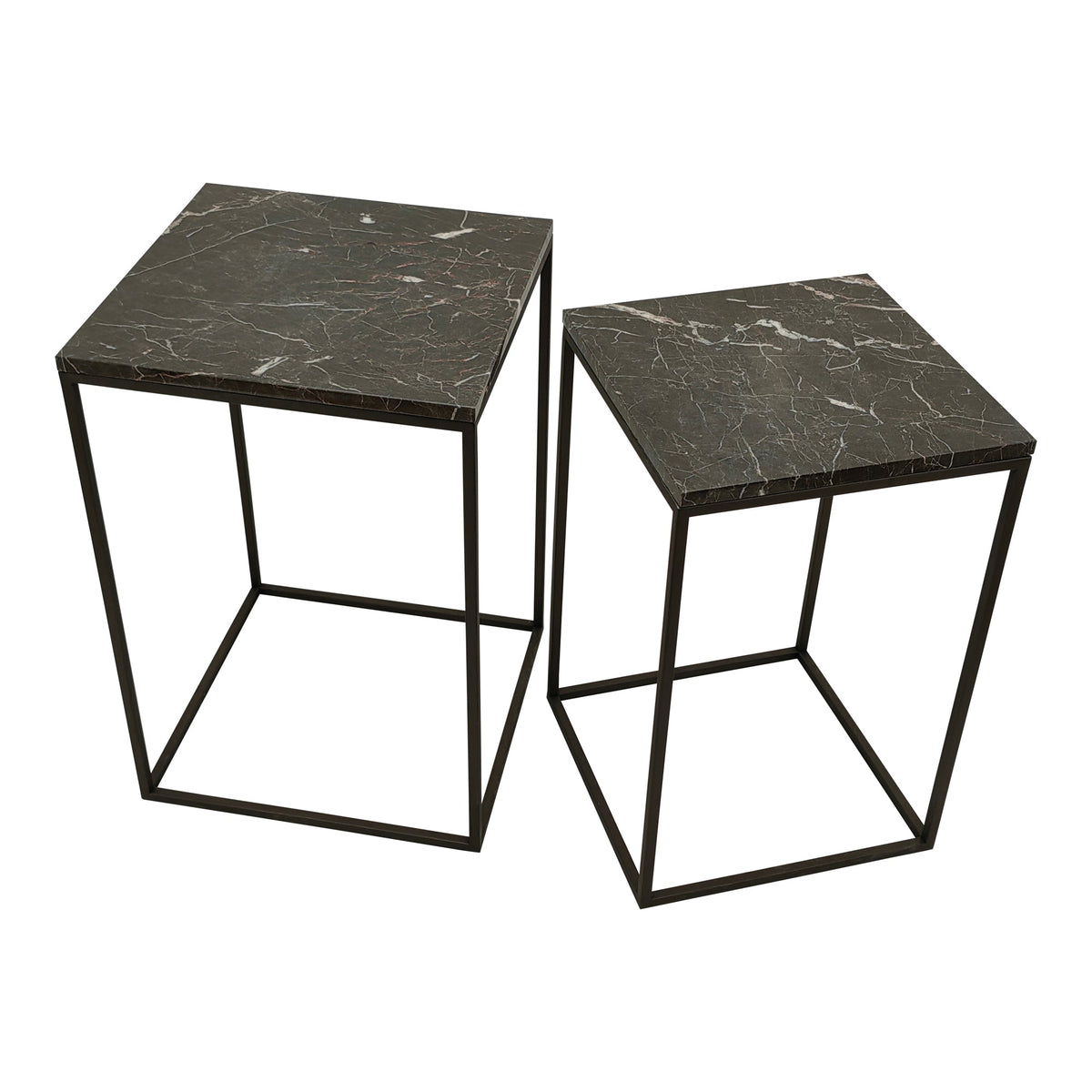 PTMD | Volos Bijzettafel | Bruin Marmer / Set van 2 - PTMD - Woonboutique