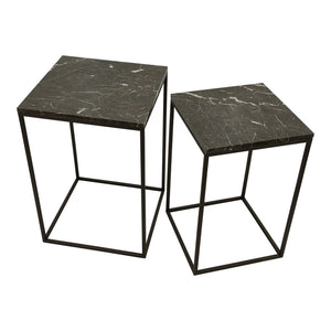 PTMD | Volos Bijzettafel | Bruin Marmer / Set van 2 - PTMD - Woonboutique